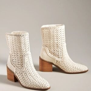 Kelsi Dagger Cream Woven Ankle Booties
